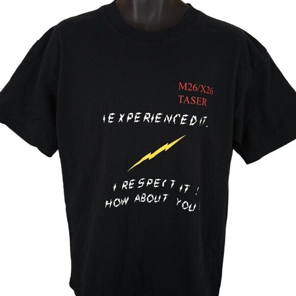 Vintage M26 X26 Taser T Shirt Mens Size Large Black Y2K Law Enforcement Cops - Picture 1 of 5